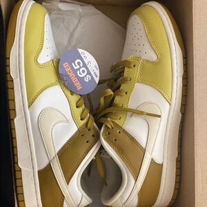 Nike Yellow and White Dunk Low Sneakers